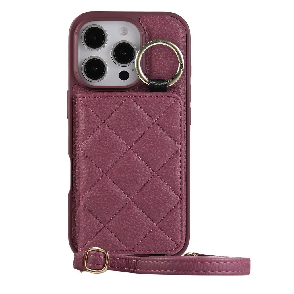 Luxury Leather Mirror Card Bag Slot Case for IPhone 17 16 15 14 13 12 Pro Max Plus Cases Stand Sleeve Cover with Shoulder Strap