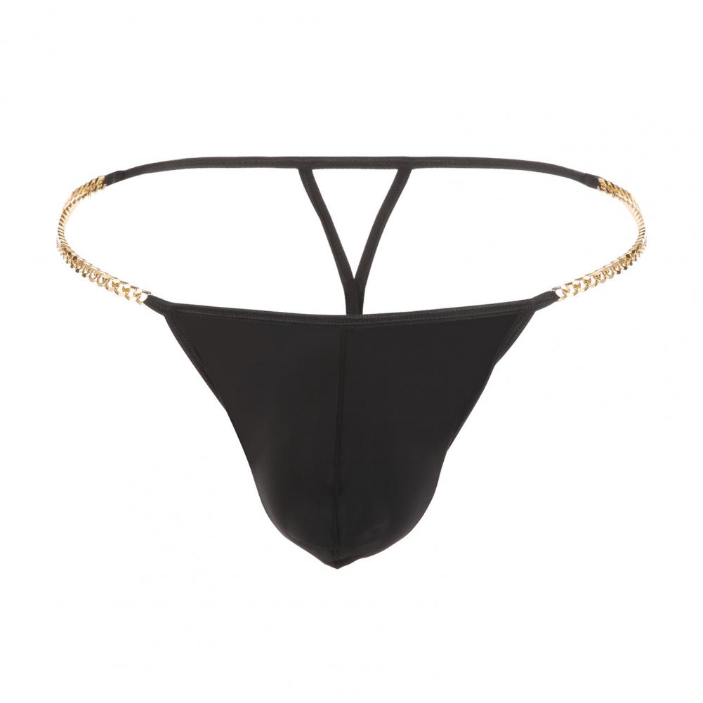 Men Thong with Good Breathability Men's Ice Silk Thong Underwear with Metal Chains Hollow Out G-strings Comfortable for High
