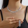 Claw Chain Necklace Earrings Set Two-piece Set Woven Neck Chain Collarbone Chain Dinner Accessories Women