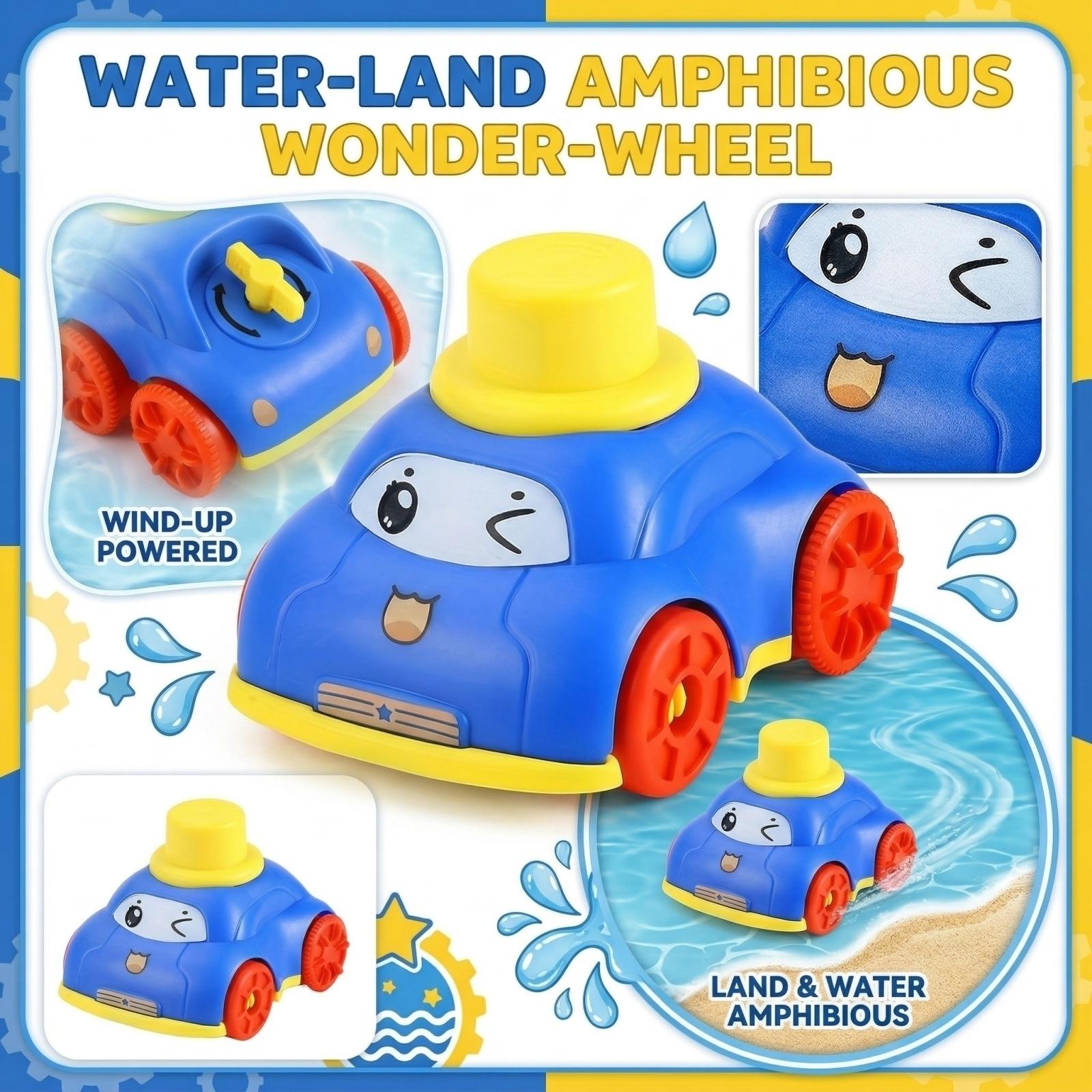 

Cartoon-Themed Fun Spring-Powered Land And Water Toy Car One Size синий