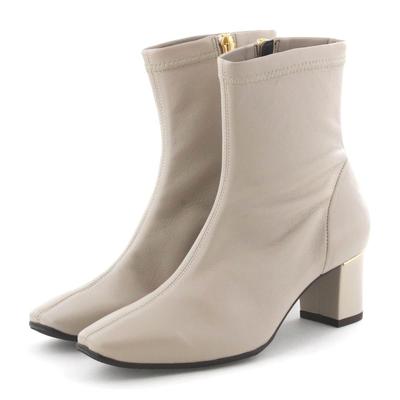 HIMIKO / 5,5 cm Hæl Fårelæder Strækstøvler / 631404 Elfenben 225