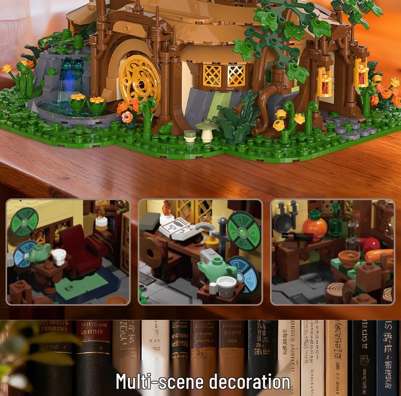 Medieval Forest Treehouse Blocks Model: Jungle Cabin Lighting Toy