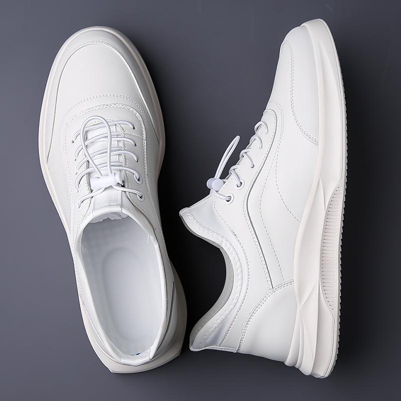 New Spring Men Casual Leather Sneaker Soft Soled Walking Shoes Anti Slip Bottom Outdoor Lace-Up Flats Driving Shoes