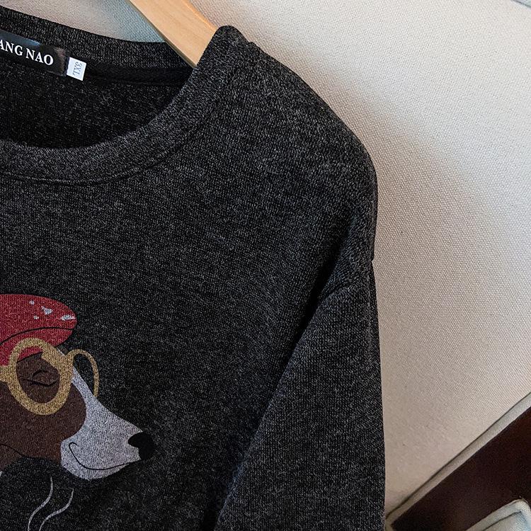 2025 Women's Versatile Round Neck Hoodie, Printed Little Dog, Plus Size, 300 Jin, Long Sleeve, Casual Pullover, Extra Large.