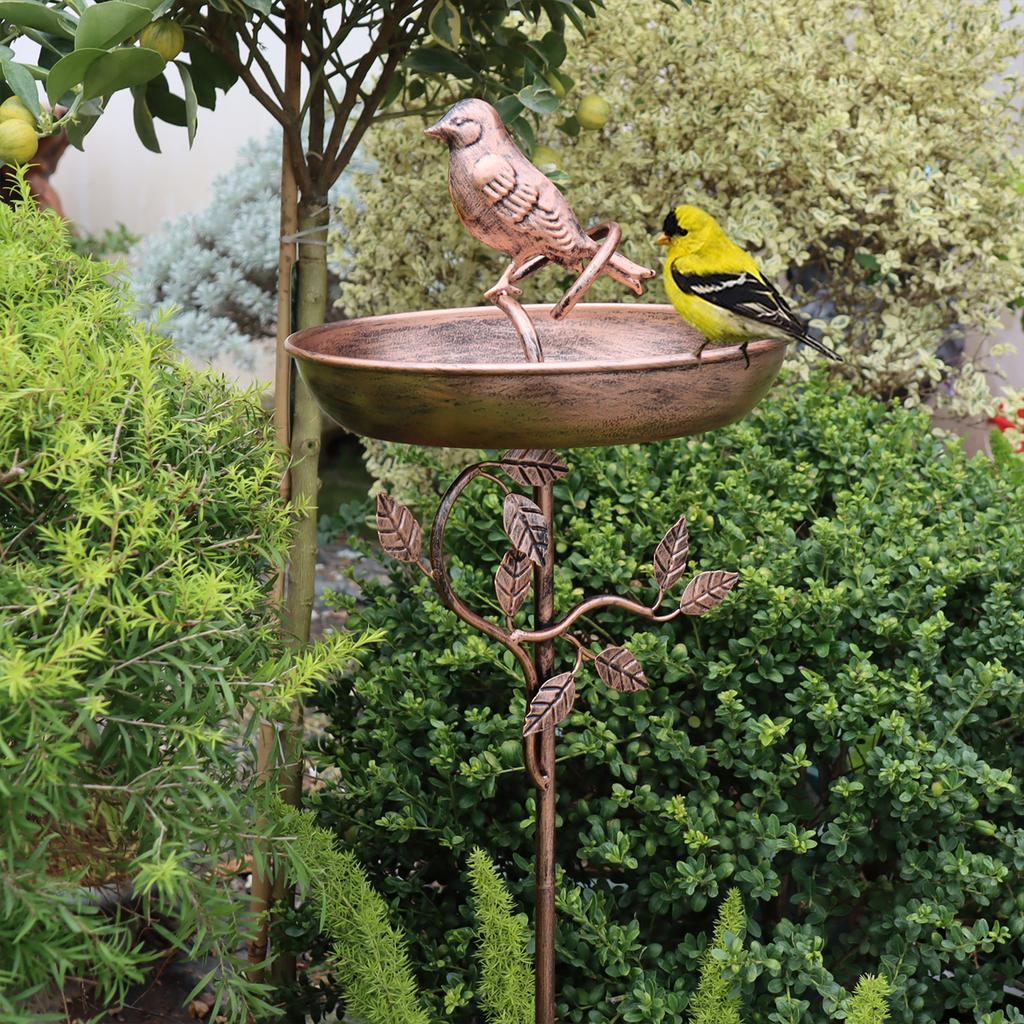 Garden Birdbath Sturdy Iron Outdoor Bird Bath for Outside Vintage Standing Birdbath Bowl for Outdoor Garden Patio Yard