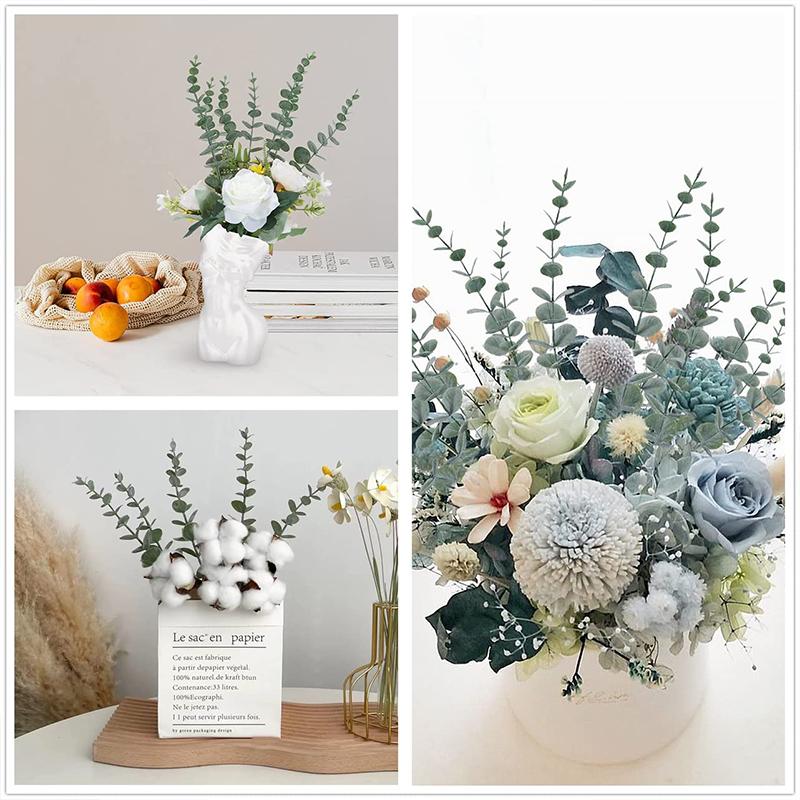 10/15pcs Artificial Flowers Mixed Artificial Oval Eucalyptus Leaves Vase Floral Wreath Bouquets Wedding Greenery Decoration