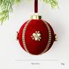 Velvet Finish Christmas Ball Ornament Rhinestone Trim Hanging Ball Ornament  Festive Decorations