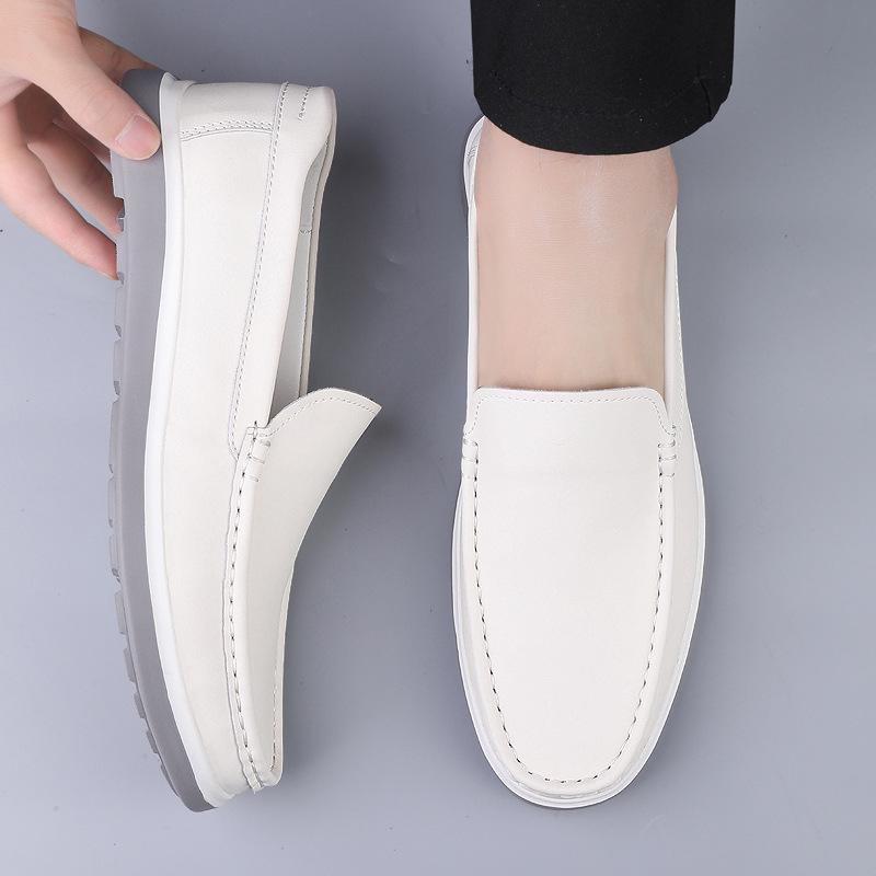 Men's Shoes Autumn Foot Cover Real Cowhide Breathable British Men's Soft-soled Casual Leather Shoes Trendy Lazy