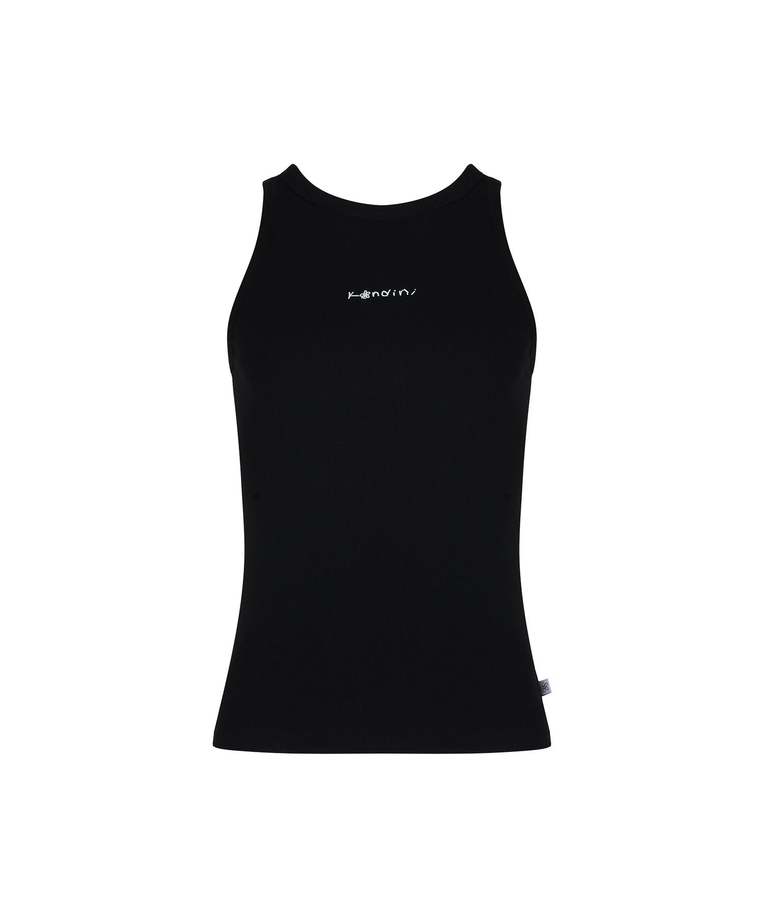 Candini Black Soft Ribbed Sleeveless T-Shirt