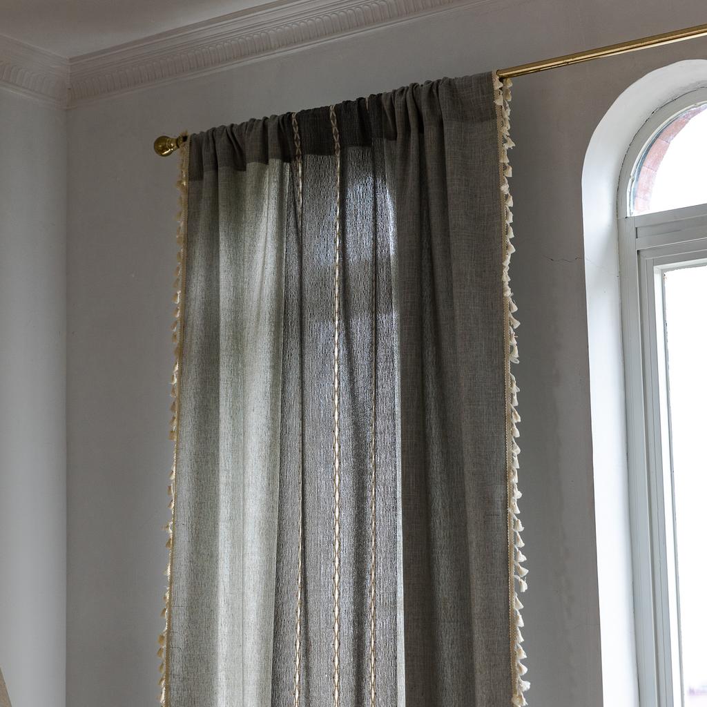 Jacquard Curtains Thickened Coffee-Colored Semi-Transparent Blackout Kitchen Curtains