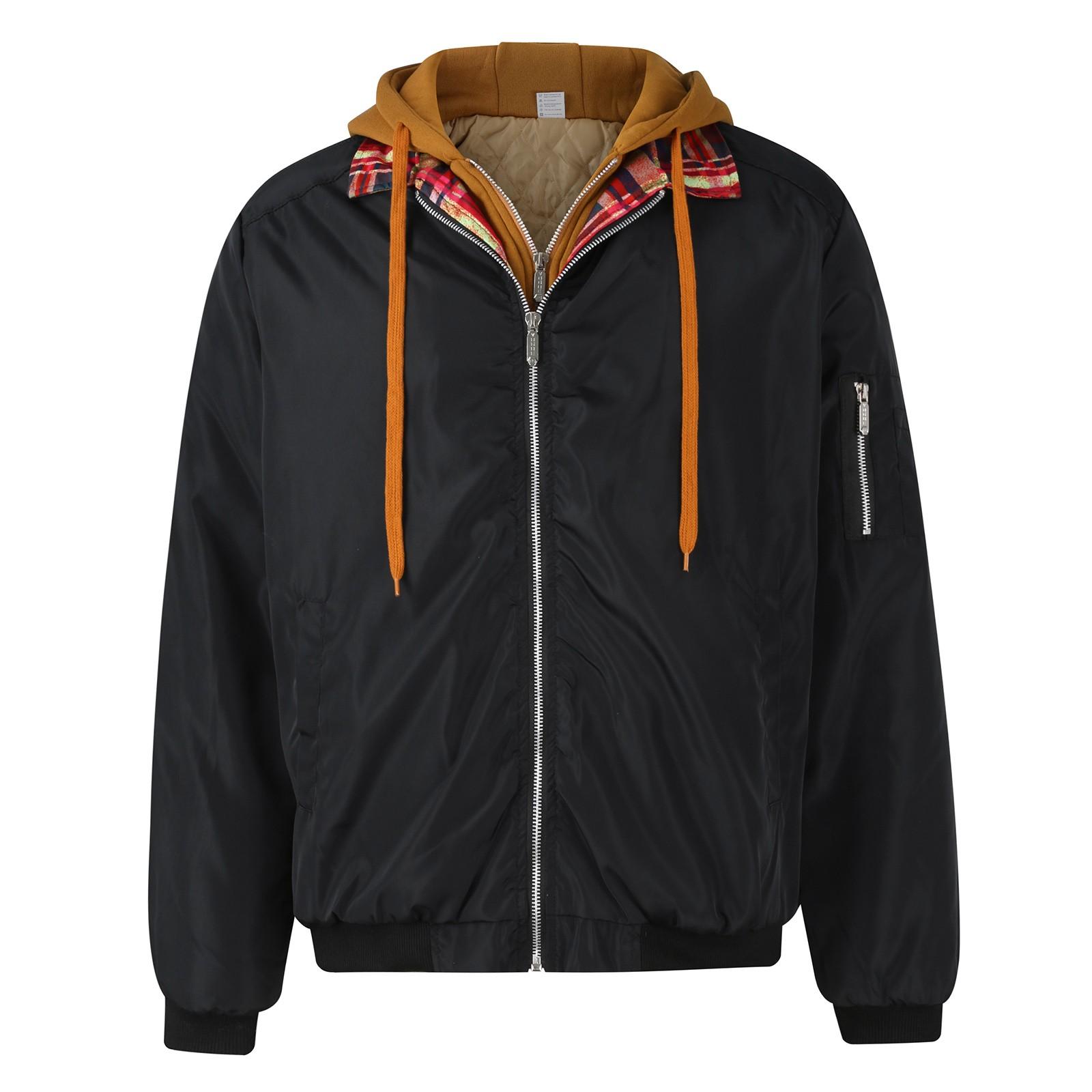 

Мужская куртка-бомбер, стеганая куртка на молнии с длинными рукавами, зимняя флисовая теплая ветрозащитная мягкая спортивная куртка для пешего туризма, бега, ходьбы XL чёрный