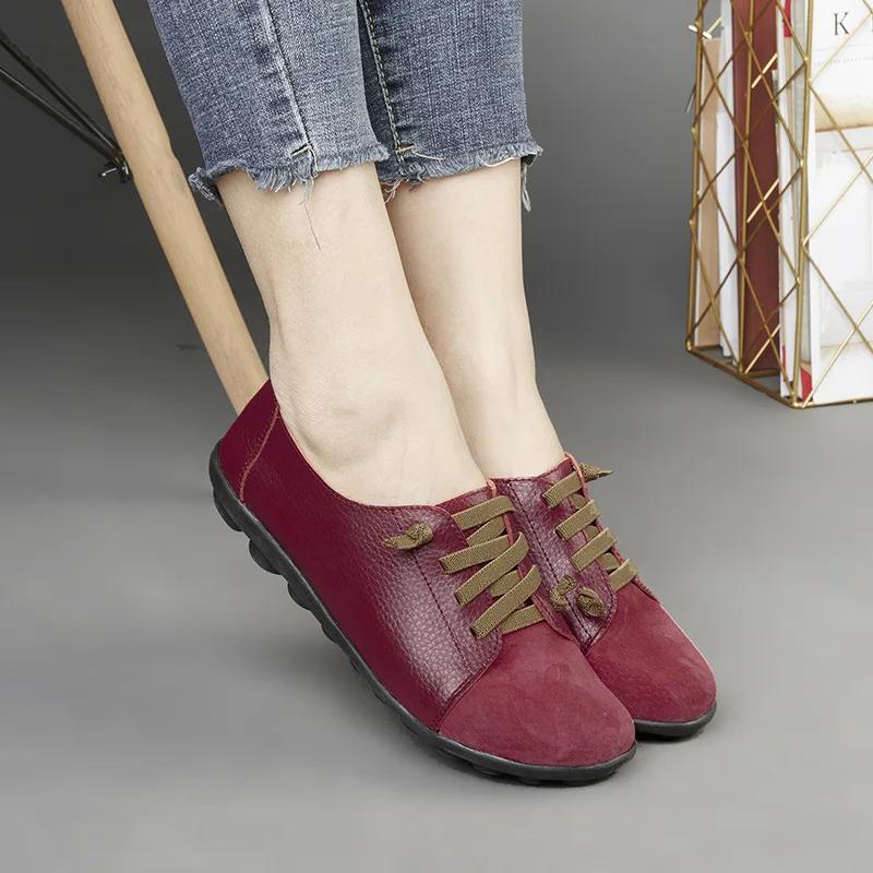 Genuine Leather Women Shoes Woman Spring Ladies Shoes Slip On Ballet Flats Sneakers Women Oxford Shoes Plus Size Moccains