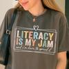 Literacy Is My Jam Shirt Reading Teacher Graphic Tee Funny Education T-Shirt Book Lover Outfit Back To School Gift for Literacy Coaches