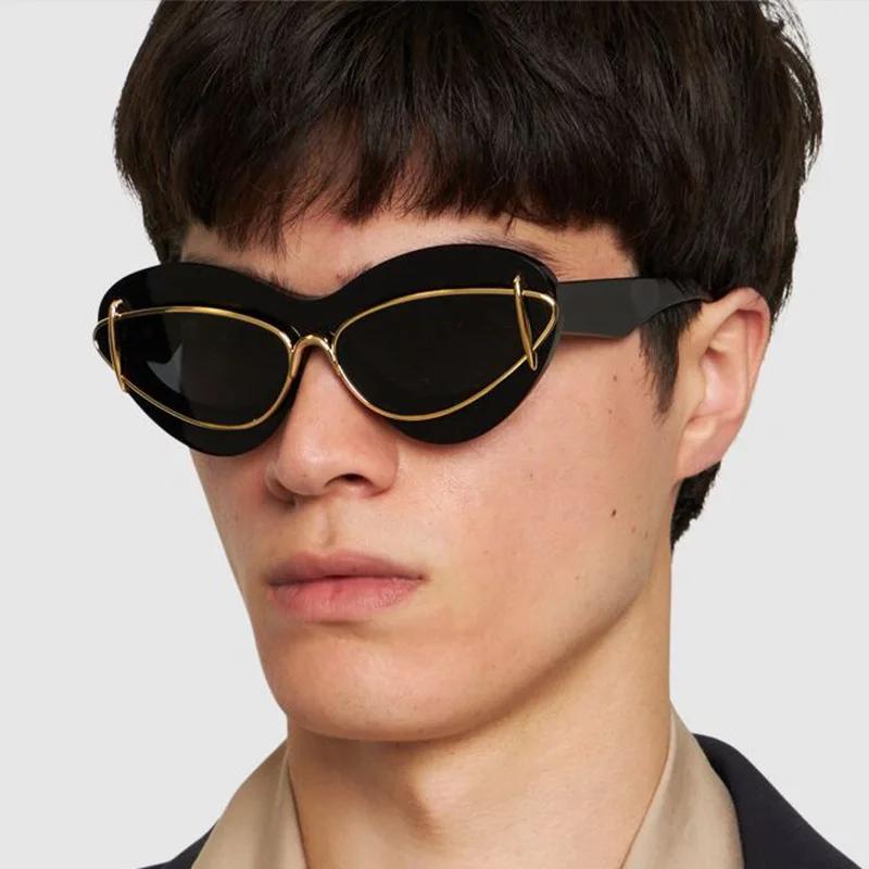 New Fashion Women Cat Eye Sunglasses For Men PUNK Luxury Brand Female Sun Glasses Y2K Vintage Eyewear Shades UV400 Oculus