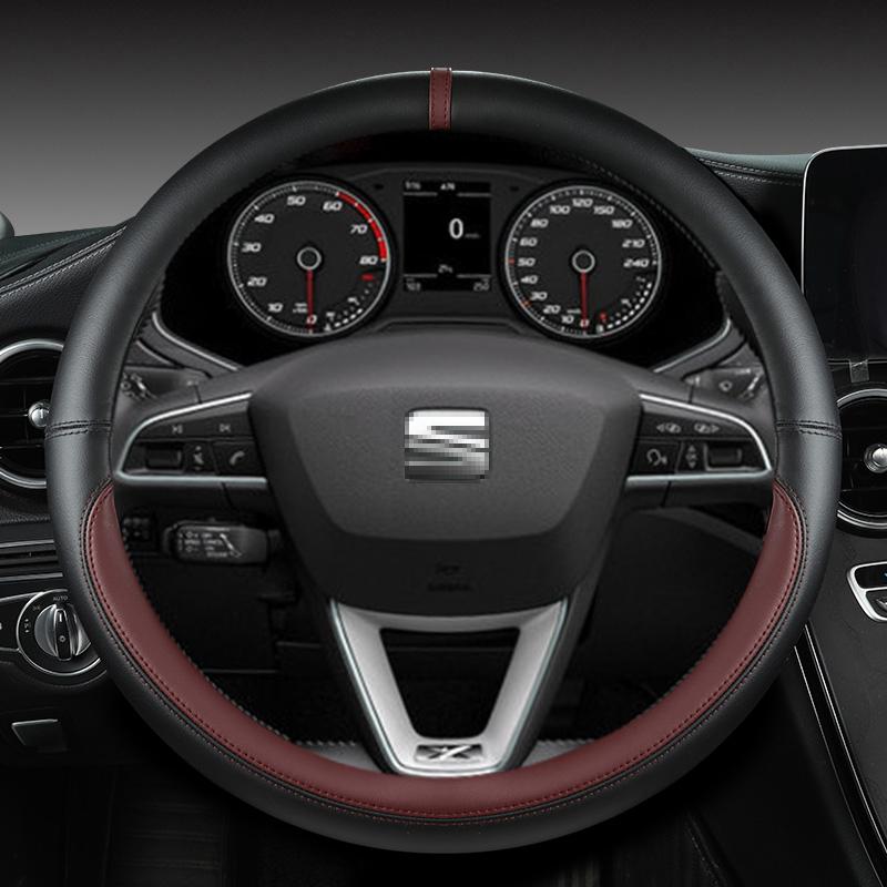 Mikrofaser Leder Auto Lenkradbezug Rutschfest 38cm Für Seat Tarraco Arona Ateca Ibiza Toledo Mii Leon Arosa Exeo ST FR