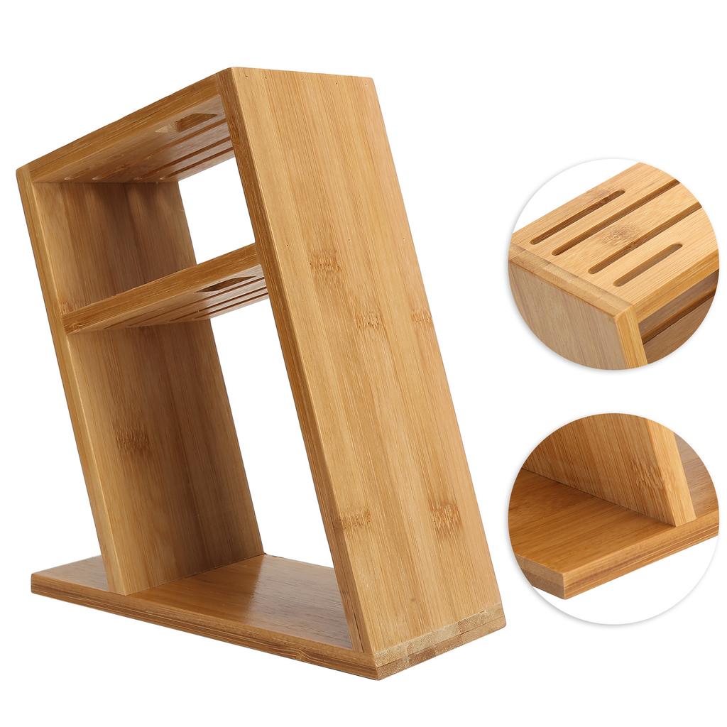 Bamboo Knife Holder Inclined Kitchen Knife Holder Multifunctional Bamboo Rack Hollow Ventilation