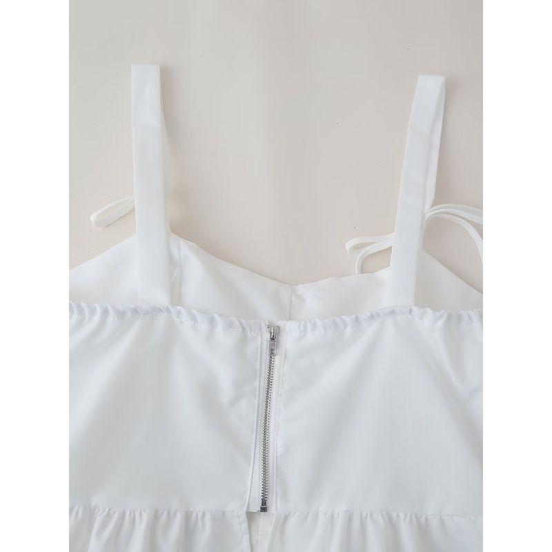 Kaslead New Arrival Women's Clothing Fashion Style Fashion Minimalist Fresh White Bow Suspenders Tops