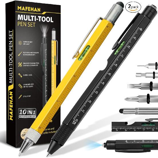 10 In 1 Multi Tool Pen Set - Christmas Gifts for Dad, Grandpa, Men - Stocking Stuffers, Cool Gadgets for Birthdays