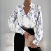 Women's Autumn Long-sleeved V-neck Patchwork Shirt Shirt