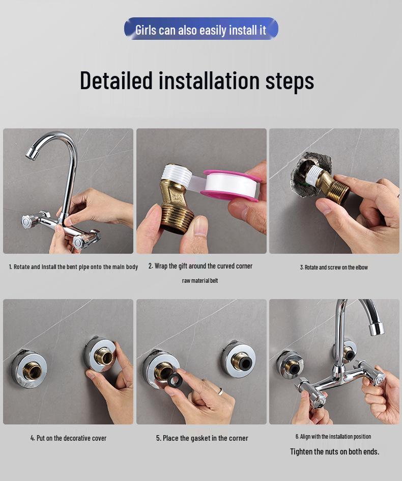 Double Handle Kitchen/Balcony Sink Mixer Tap with Hot & Cold Water Faucet