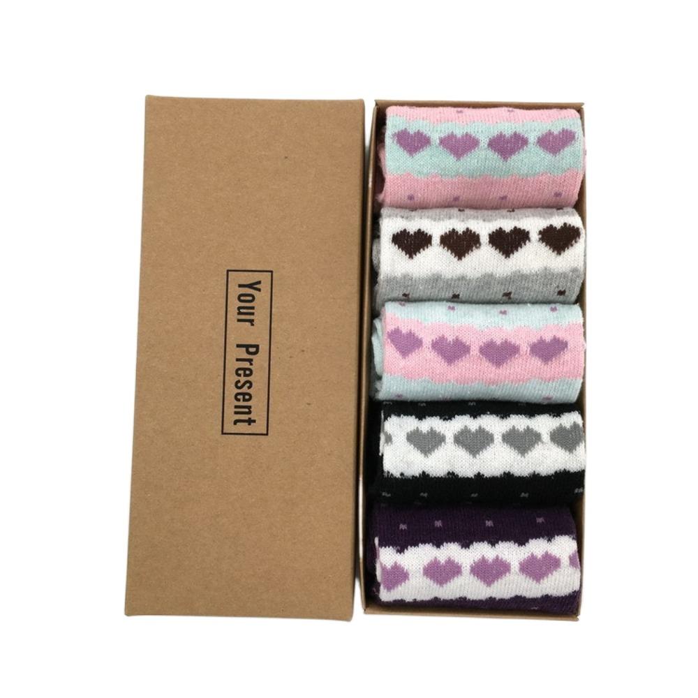 5 perechi Șosete de Crăciun din Lână Șosete Medii cu Brad de Crăciun Șosete Drăguțe pentru Femei La Mulți Ani