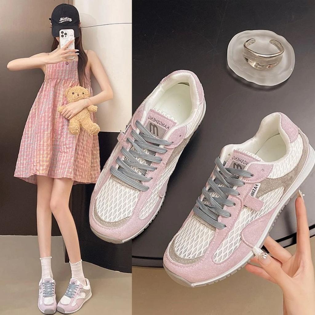 thick-soled German training shoes women's new summer net shoes breathable sports Forrest Gump casual lightweight soft sole