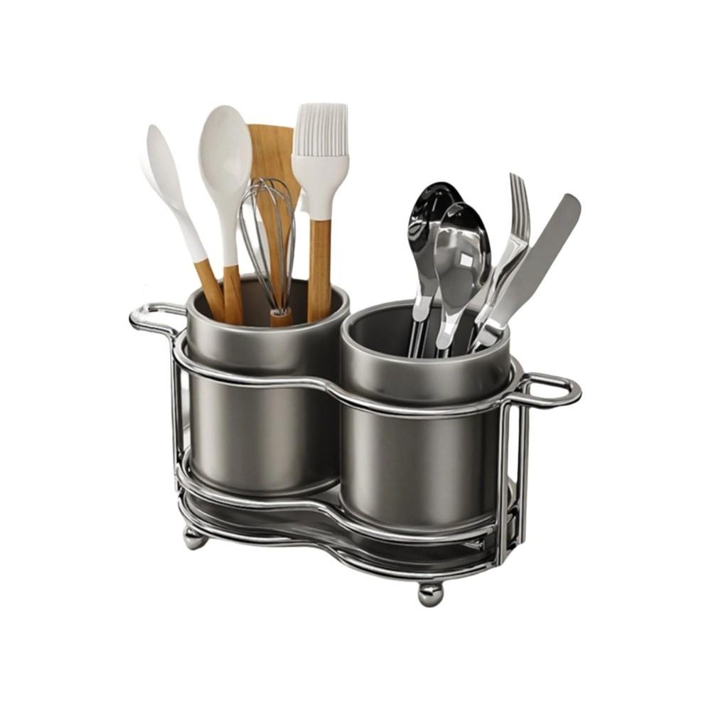 

Multifunctional Cutlery Storage Rack Large Capacity Chopstick Holder Drainer Stand Restaurant Gray short