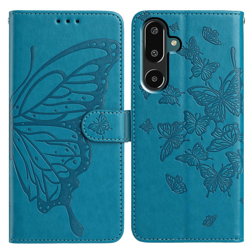 For Samsung Galaxy M16 5G/F16 5G Case Butterfly Imprinted Wallet Stand PU Leather Flip Phone Cover with Strap