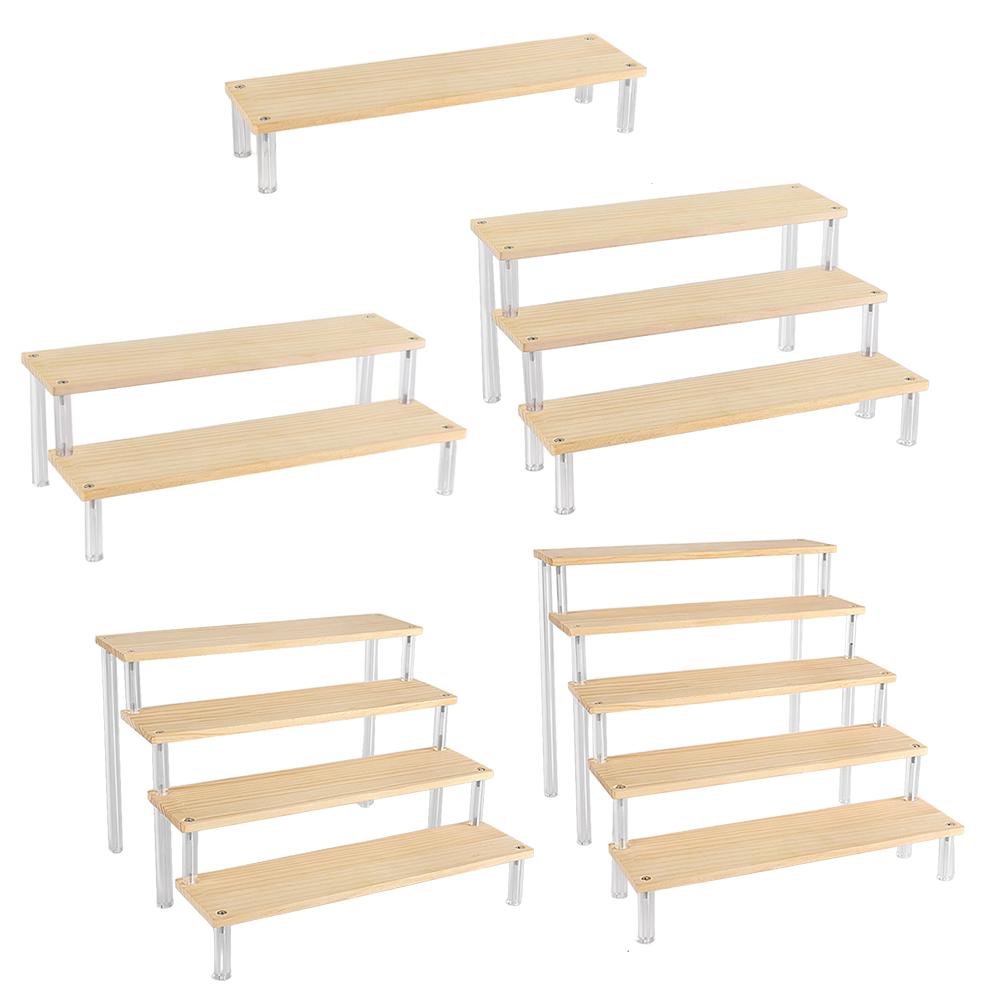 Acrylic Display Rack Wooden Ladder Rack Cosmetics Storage