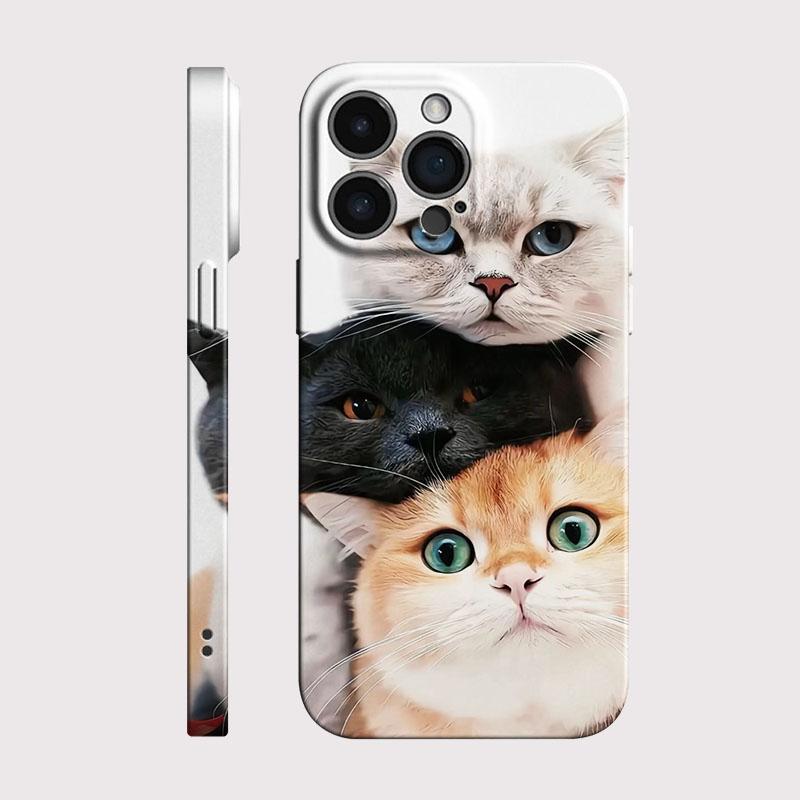 Lovely Cute Cat Glossy Film Hard PC Phone Case for Google Pixel 7 7a 8 8a 9 9a Pro XL 5G