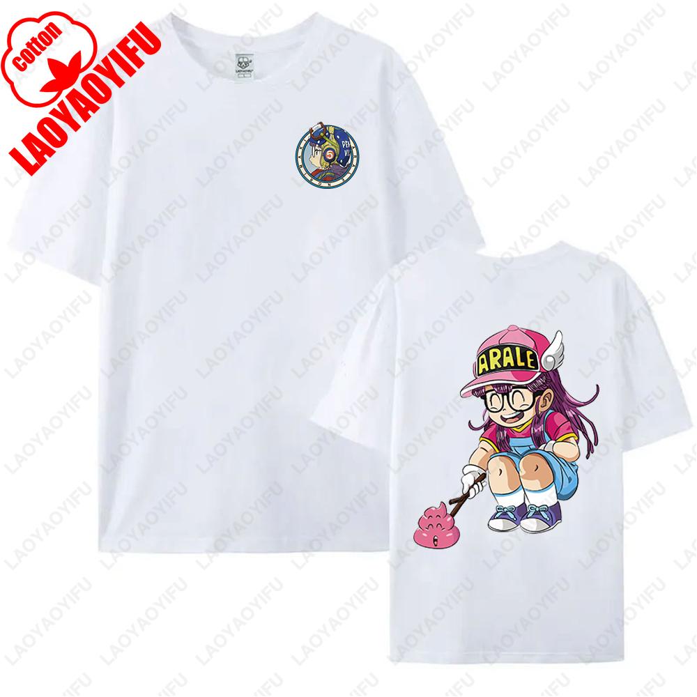 Kawaii Arale T-shirts Man Women Graphic Japanese Manga Tshirt Y2k Clothes Cotton Short-sleev Tee Clothing Two-sided Printed Tops
