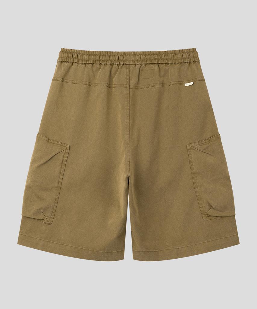 BLACK MOMENT Pigment Washed Cargo Banding Shorts [Charcoal Black]