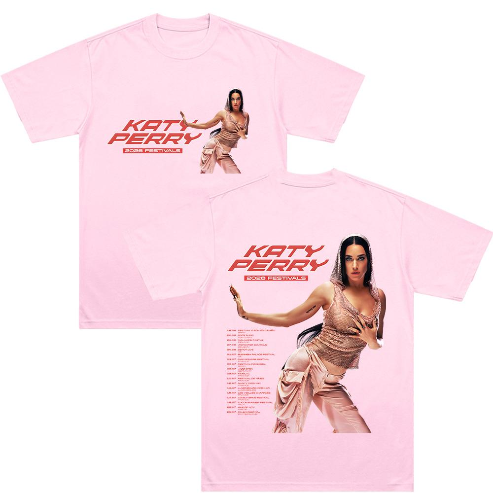 KatyPerry 2026 Festivals T Shirts Men Women Retro Fashion Tops Cotton Short Sleeve T-shirt Hip Hop Tee Comfort Clothes