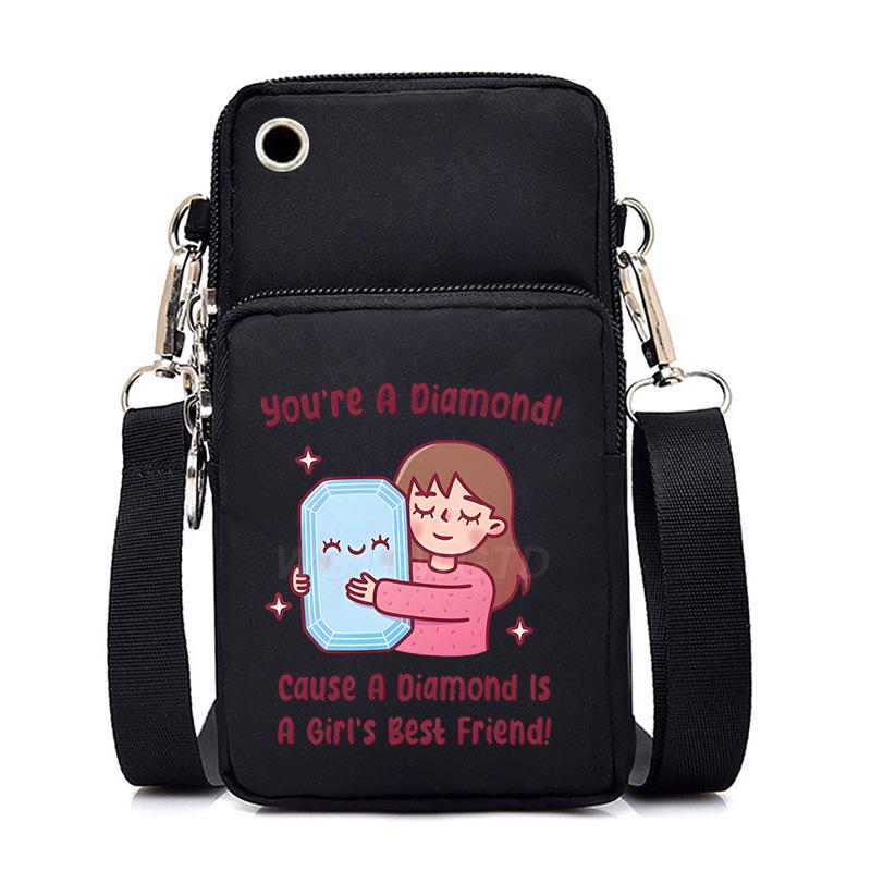 Casual mobile phone bag cute printing new messenger bag Korean version versatile small bag vertical change bag
