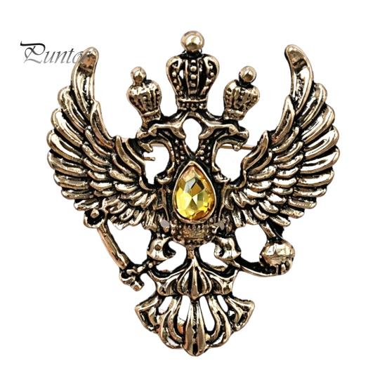 Solid Metal Brooch Eagle Pin, Double-Headed Design Lapel Alloy Anti-Oxidation Strong Buckle Badge for Coats Shirts Bags Accessories Vintage Style