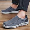 Men Khaki Canvas Shoes Slip On Driving Shoes Casual Blue Wide Head Cloth Shoes for Farther Plus Size Lightweight