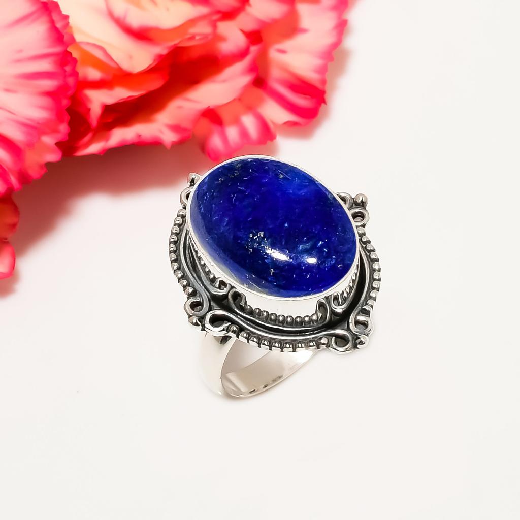 Natural Lapis Lazuli - Afghanistan 925 Sterling Silver Ring V4578, Blue Ring, Oval Ring, Valentin's Day Gift, Gift For Her, Birthday Gift, Handmade Je