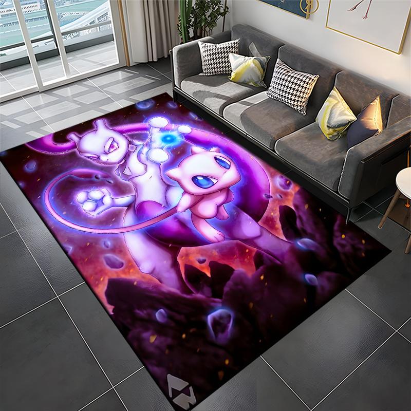 Pokemon-Mewtwo Cartoon Anime Muster Teppiche Schlafzimmer Spielmatten Schlafzimmer Dekor Teppich Wohnzimmer Teppich Krabbeldecke Feiertagsgeschenk Teppich