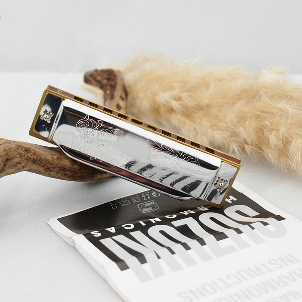 Mundharmonika 10 Löcher C-Ton Klar Stabiler Klang Mundorgel Exquisite Schöne Harmonica C