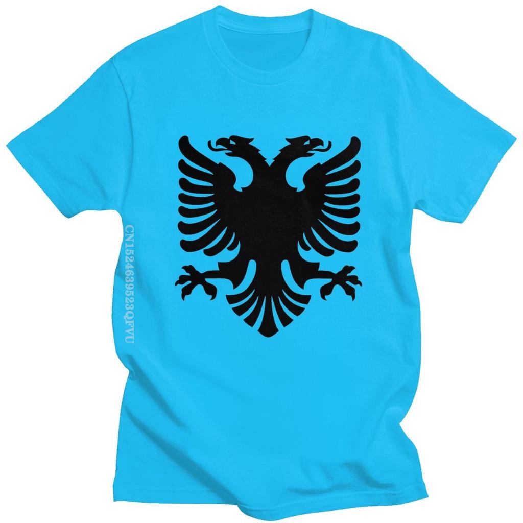 Flag Of Albania Eagle Tshirts Men Cotton Albanian Pride Tee Tops Round Neck Kawaii T Shirt Streetwear Men Casual Tshirt