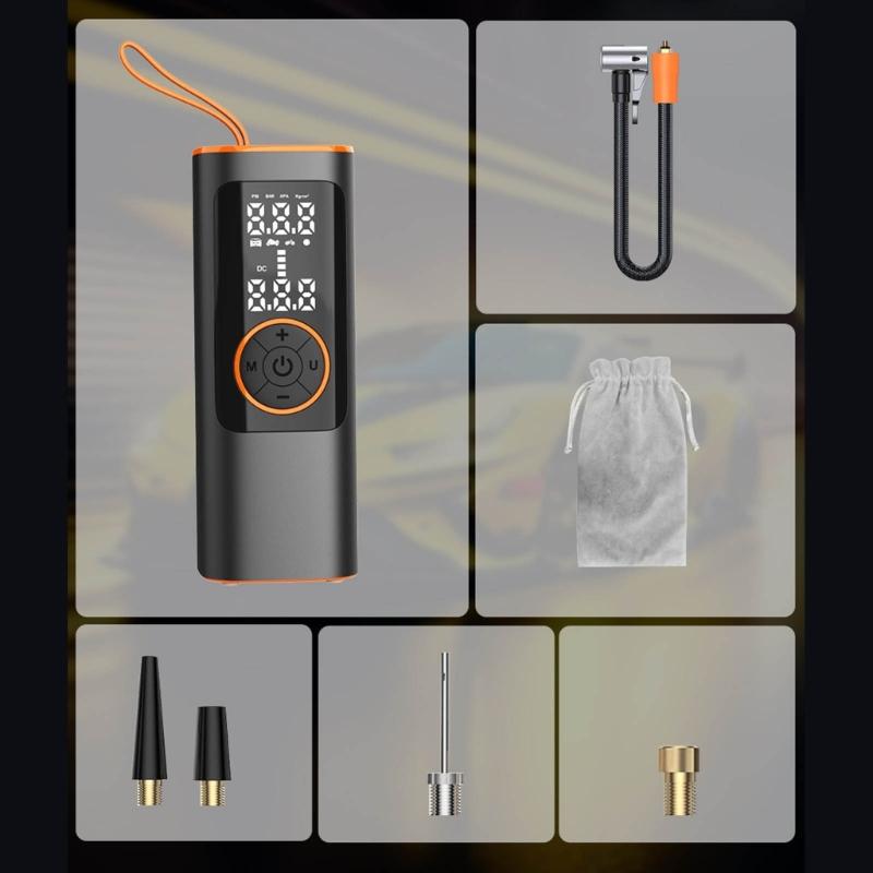 Electric Portable Air Pumps Wireless Tyre Inflator 150PSI Bicycles Car Motorcycle Cordless Air Compressor