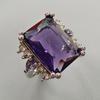 Chenrui Purple Rectangular Zircon Water Drop Ring for Women