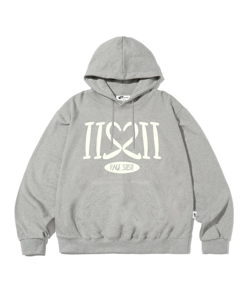Page Cc Numbering Heart Print Hoodie Gray M