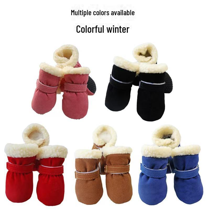 Velvet Snow Boots for Small Dogs: Soft Sole Pet Shoes for Teddy, Pomeranian, Poodle, Bichon Frise