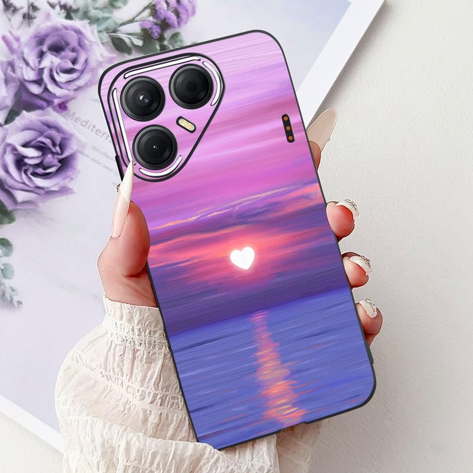 Black Silicone Cover For Tecno Pova 7 4G 5G / Pova 7 Pro Pova7 Ultra Neo Funda Cat Flower Dragon Design Bumper Soft Capa