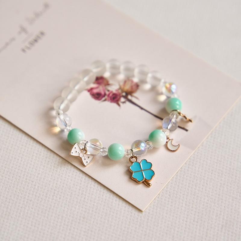Year Sweet Cute Cat Crystal Beaded Bracelet Girls, Girlfriend Student Bracelet Wholesale