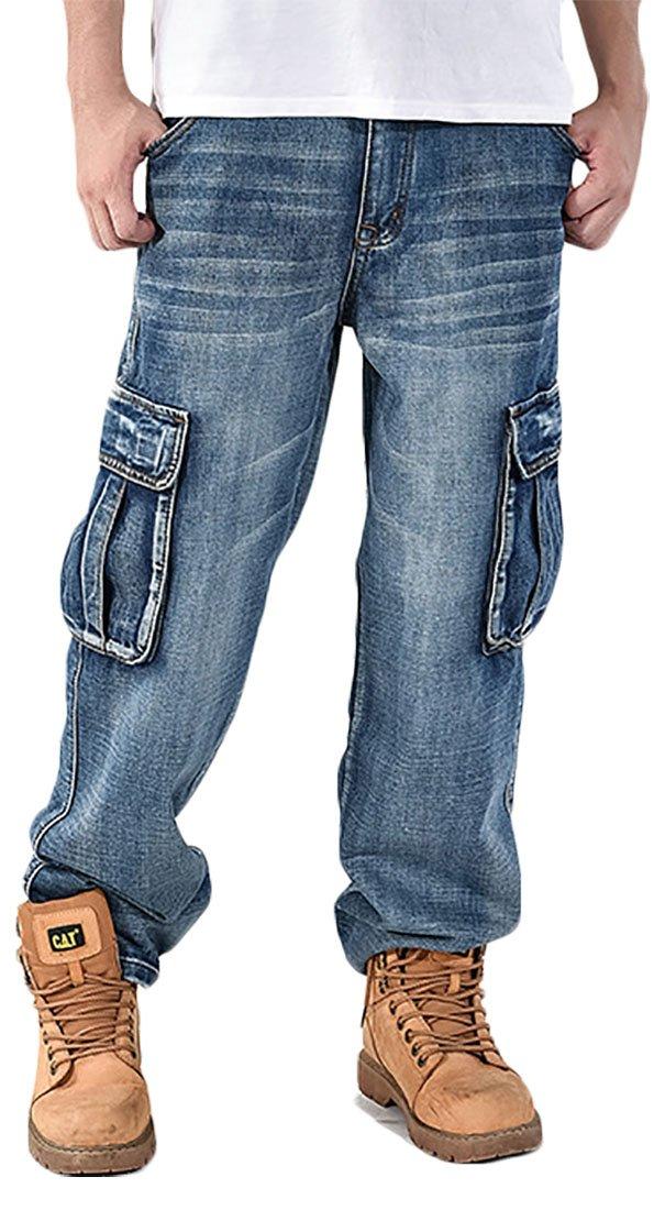 

Laquest Loose Fit Denim Cargo Pants with Flap Pockets (Size 44 (Waist 109cm))