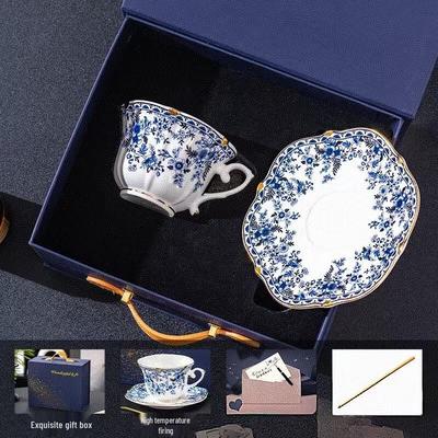 Shangqi Blue Love Flower Bone China Coffee Cup Set