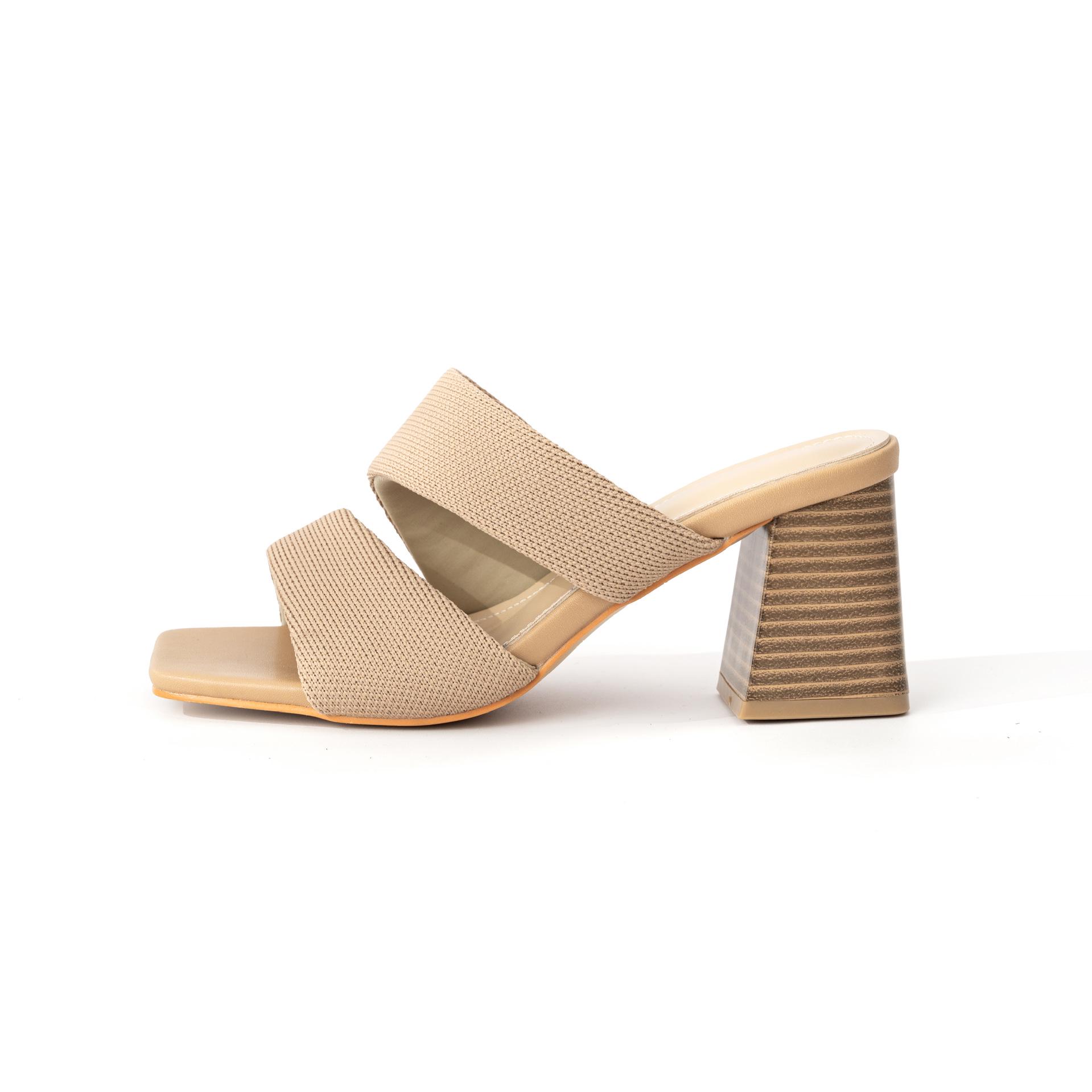 Women s Plus Size Flyknit Open-Toe Chunky Heel Summer Sandals US 9 абрикосовый