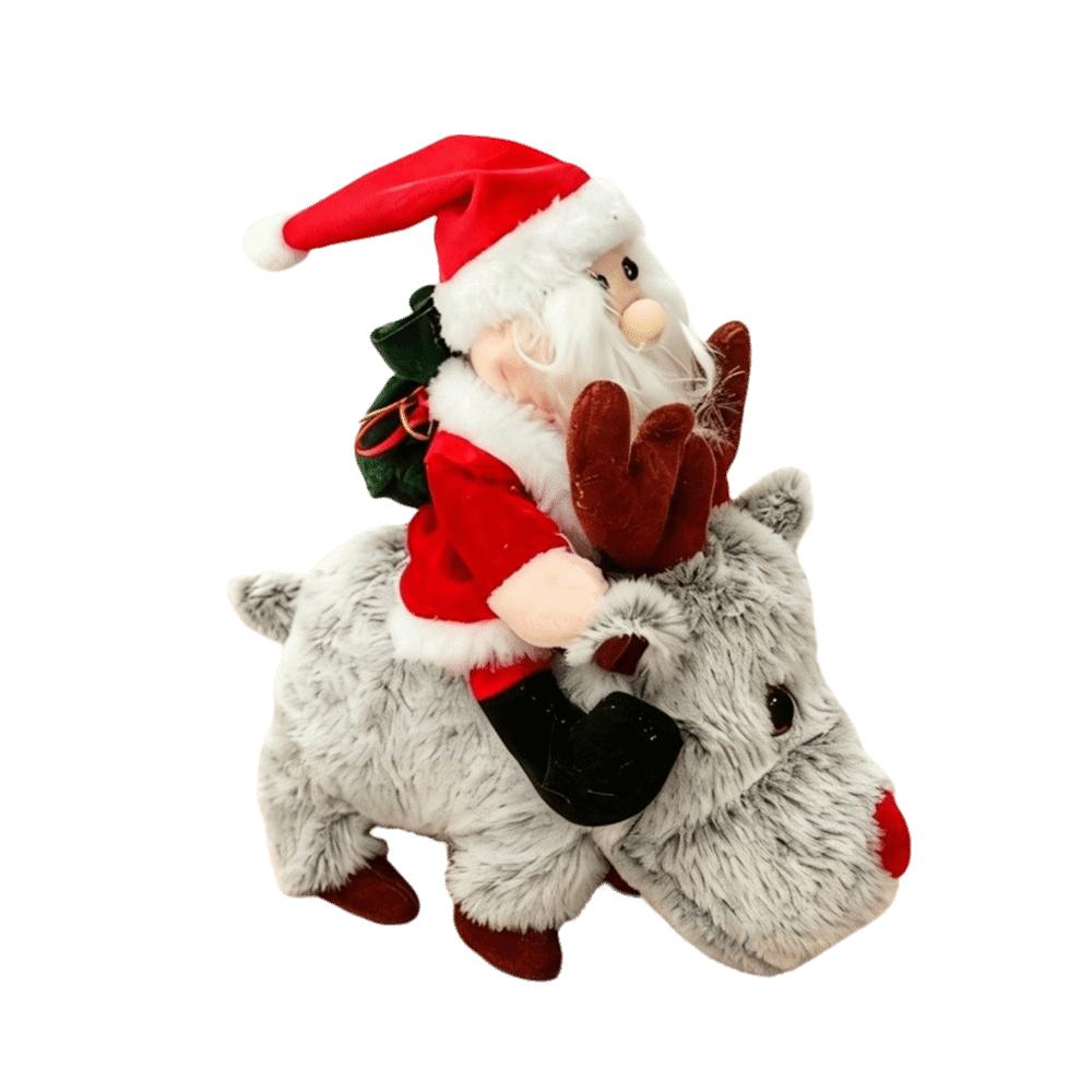 Musical Santa Riding Reindeer Toy Animated Musical Electric Xmas Ornament  Home Display